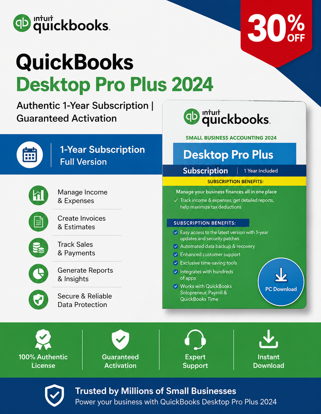 QuickBooks Desktop Pro Plus 2024 – Authentic 1-Year Subscription | Guaranteed Activation