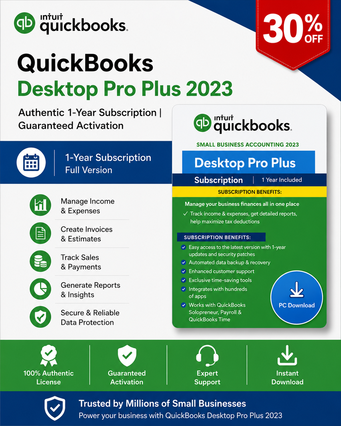 QuickBooks Desktop Pro Plus 2023 – Authentic 1-Year Subscription | Guaranteed Activation