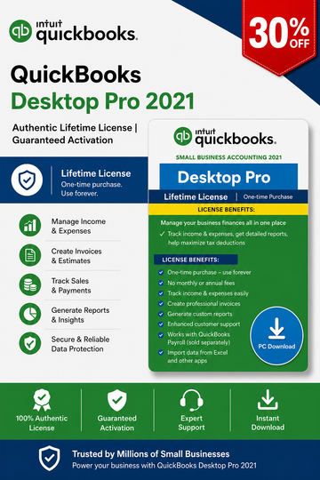 QuickBooks Desktop Pro 2021 – Authentic Lifetime License | Guaranteed Activation