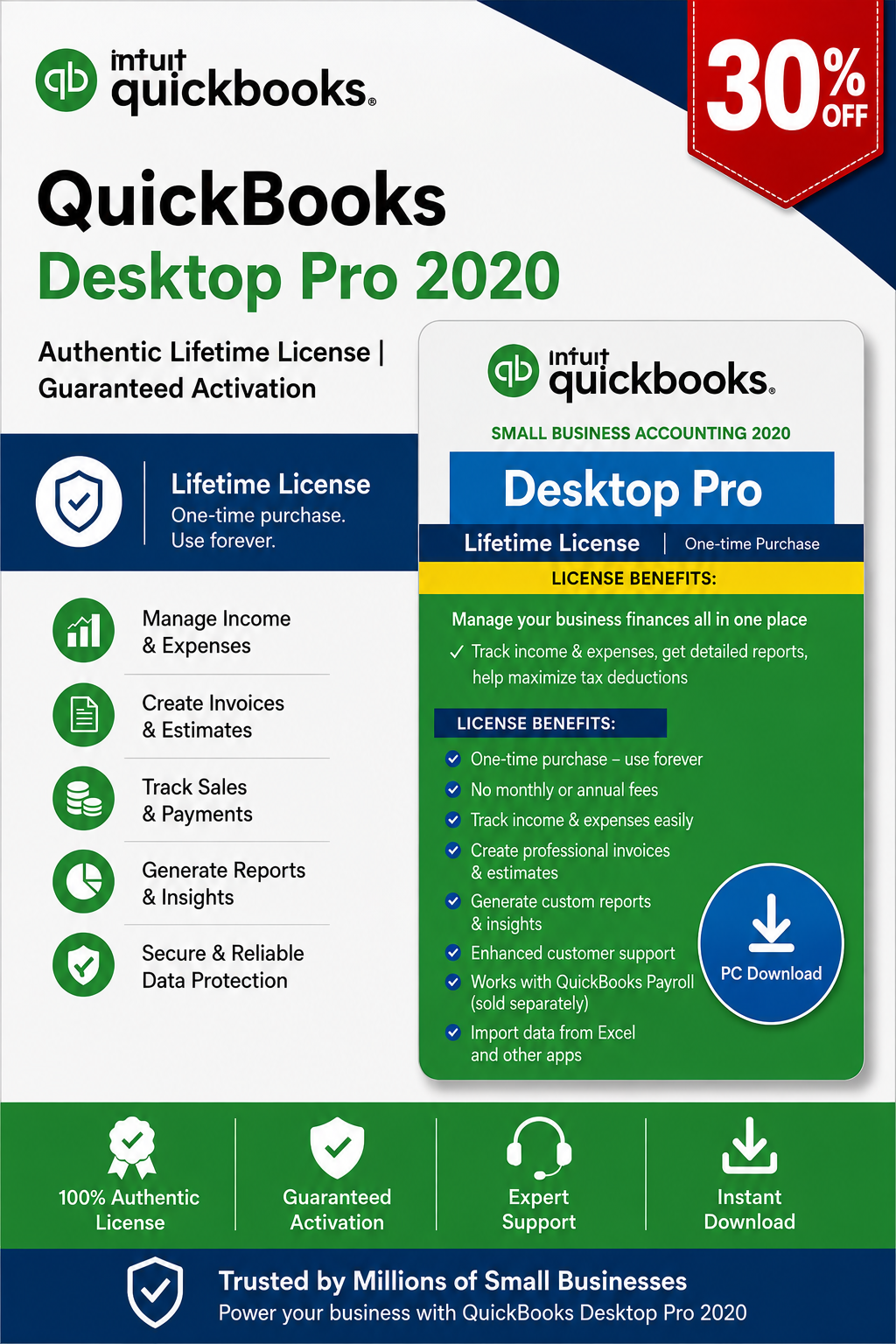 QuickBooks Desktop Pro 2020 – Authentic Lifetime License | Guaranteed Activation