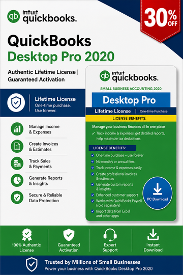 QuickBooks Desktop Pro 2020 – Authentic Lifetime License | Guaranteed Activation