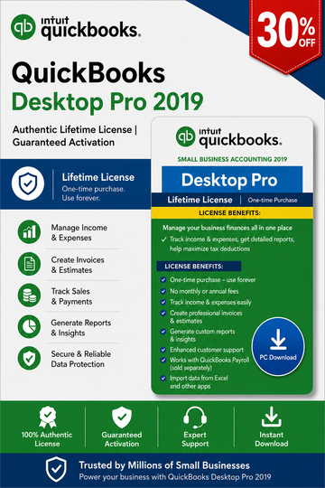 QuickBooks Desktop Pro 2019 – Authentic Lifetime License | Guaranteed Activation