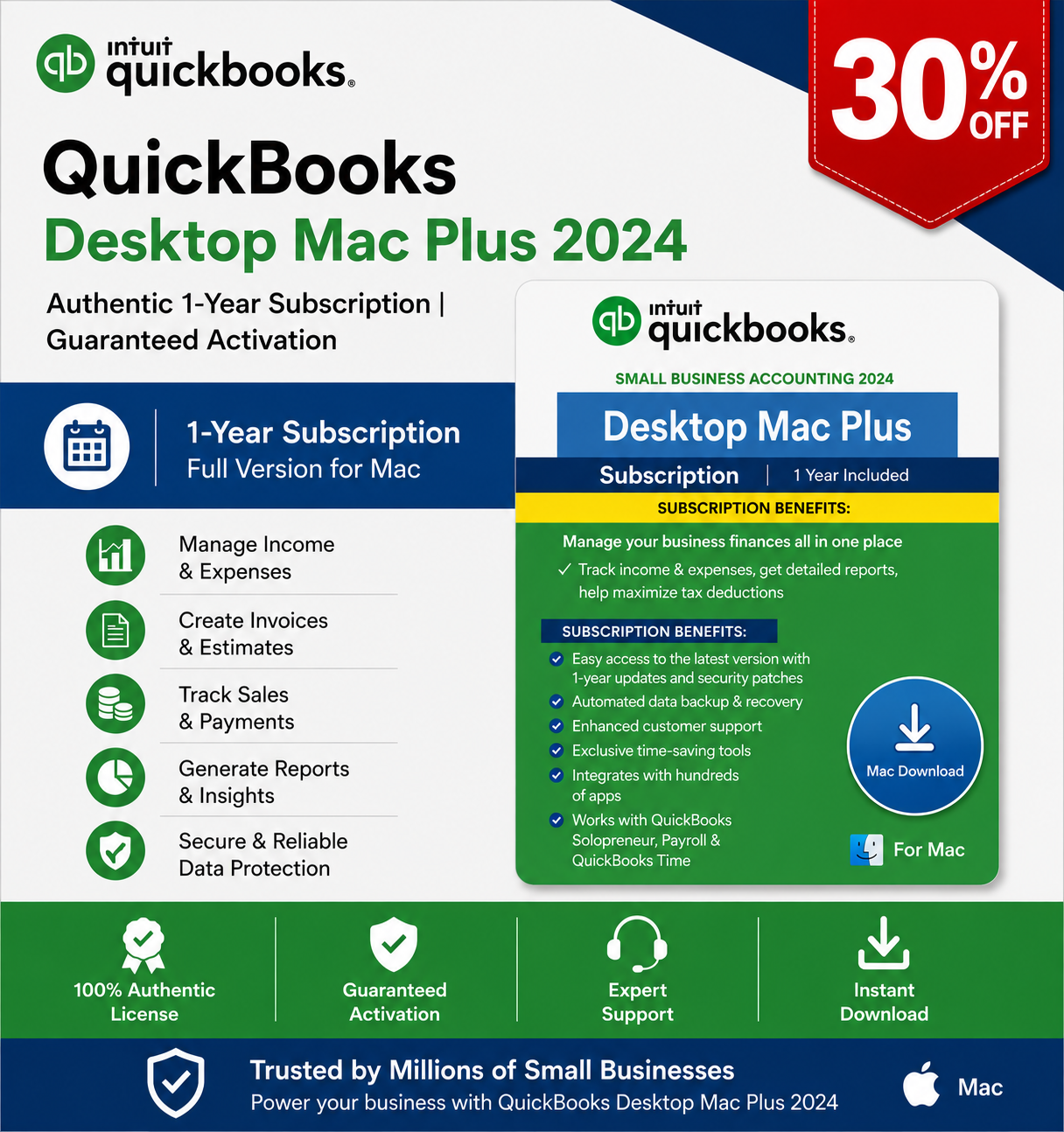 QuickBooks Desktop Mac Plus 2024 – Authentic 1-Year Subscription | Guaranteed Activation