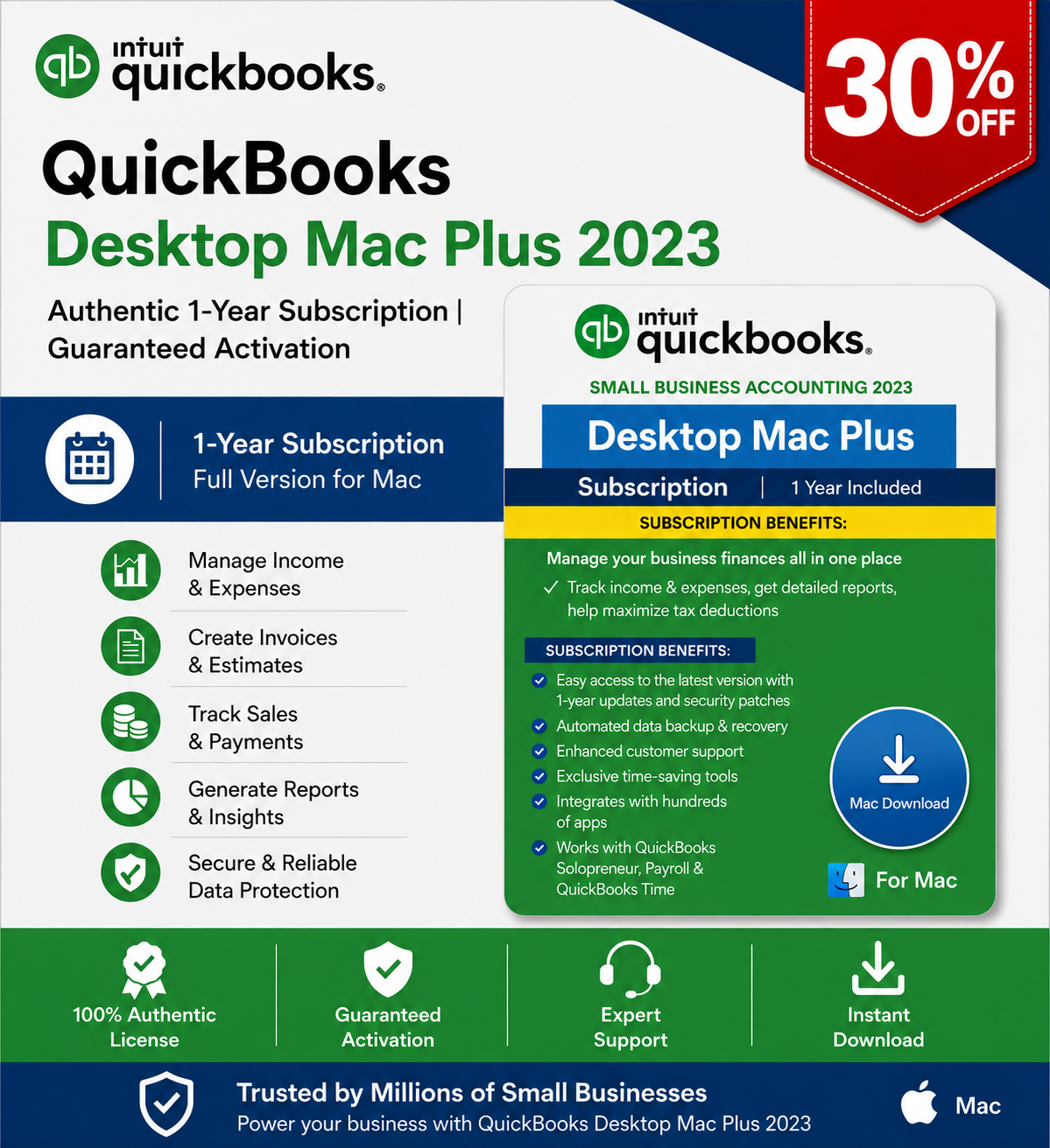 QuickBooks Desktop Mac Plus 2023 – Authentic 1-Year Subscription | Guaranteed Activation